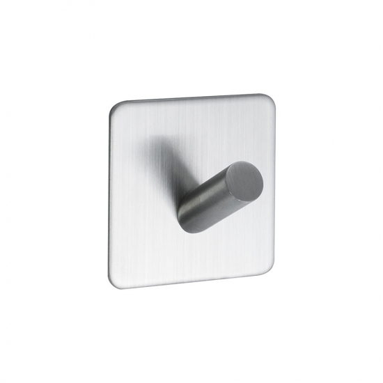 Towel Hook Base 200 1-Hook - Brushed Stainless Steel Finish in the group Bathroom Accessories / All Bathroom Accessories / Self Adhesive Hooks  at Beslag Online (60508-21)