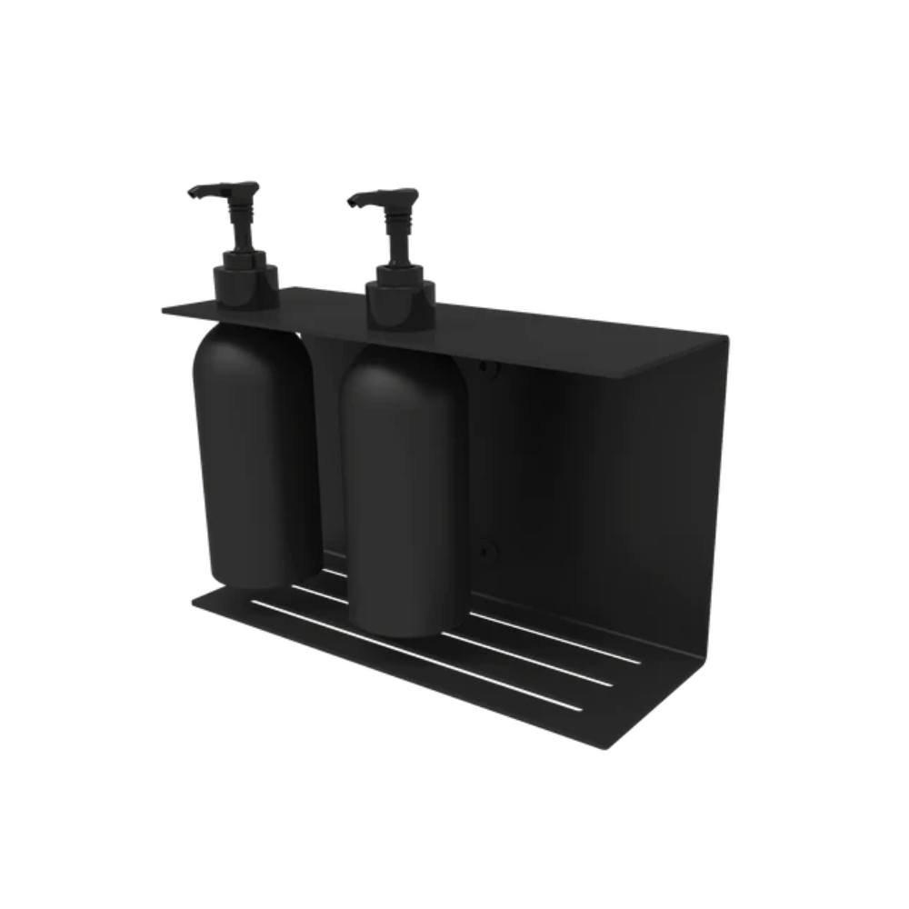 Soap pump holder Hold Double incl. Bottles - Black in the group Bathroom Accessories / All Bathroom Accessories / Soap Bottle Holder & Soap at Beslag Online (10059-BO)