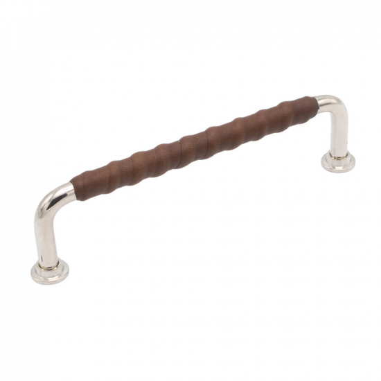 Handle 1353 - 128mm - Nickel Plated/Brown Leather in the group Cabinet Handles at Beslag Online (330725-11)