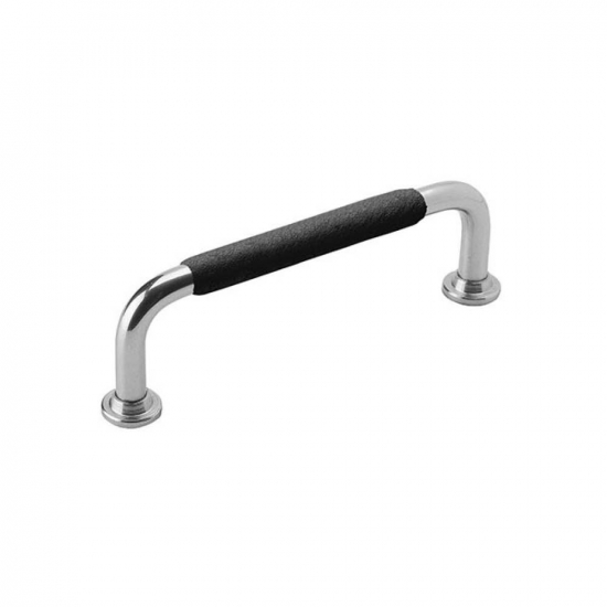 Handle 1353 - 96mm - Nickel Plated/Black Leather Wrapped in the group Cabinet Handles / Color/Material / Leather at Beslag Online (330732-11)