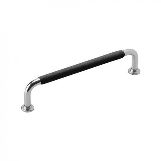 Handle 1353 - 128mm - Nickel Plated/Black Leather Wrapped in the group Cabinet Handles / Color/Material / Leather at Beslag Online (330742-11)