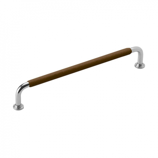 Handle 1353 - 196mm - Nickel Plated/Brun Leather Wrapped in the group Cabinet Handles / Color/Material / Leather at Beslag Online (330761-11)
