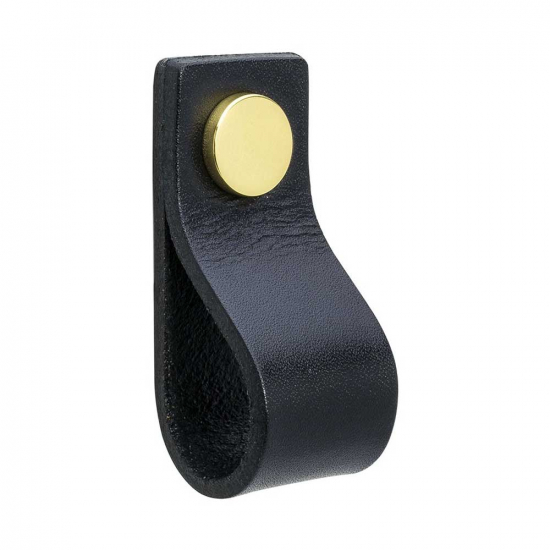 Loop - Black Leather/Brass in the group Cabinet Knobs / Color/Material / Leather at Beslag Online (333121-11)