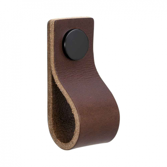Loop - Brown Leather/Black in the group Cabinet Knobs / Color/Material / Leather at Beslag Online (333134-11)
