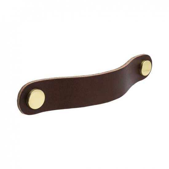 Handle Loop Round - 128mm - Brown Leather/Brass in the group Cabinet Handles / Color/Material / Leather at Beslag Online (333271-11)