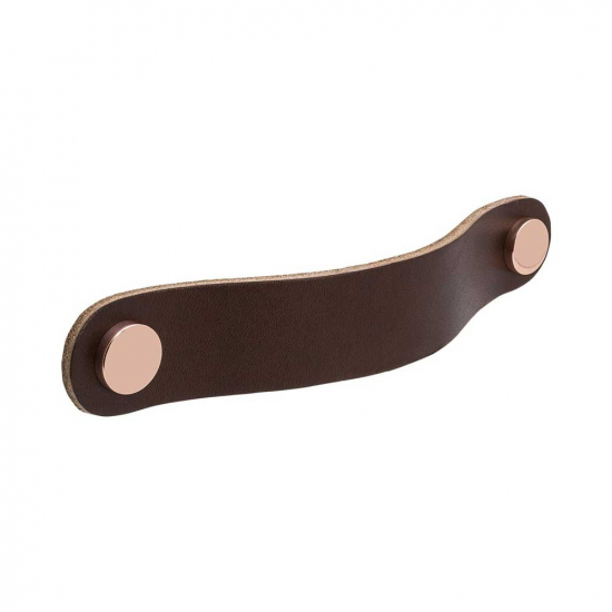 Handle Loop Round - 128mm - Brown Leather/Copper in the group Cabinet Handles / Color/Material / Leather at Beslag Online (333272-11)