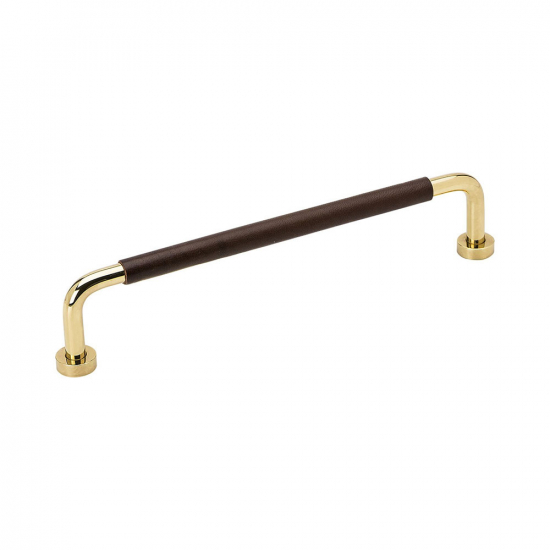 Handle Lounge - 160mm - Brass/Brown Leather in the group Cabinet Handles / Color/Material / Leather at Beslag Online (370103-11)