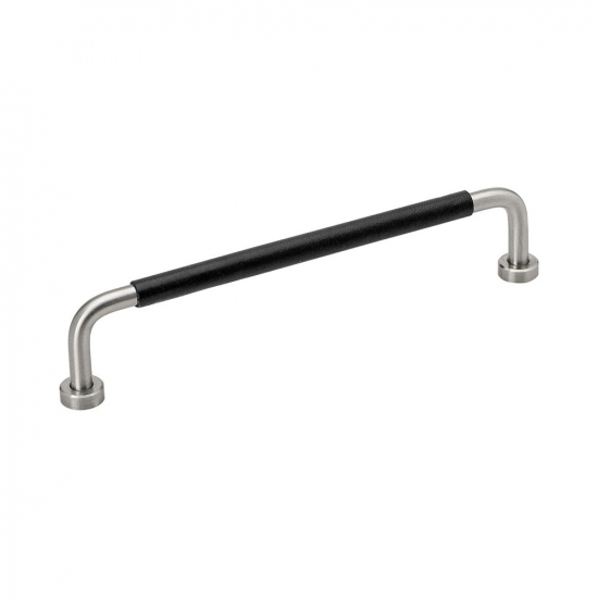 Handle Lounge - 160mm - Stainless Steel/Black Leather in the group Cabinet Handles / Color/Material / Leather at Beslag Online (370106-11)