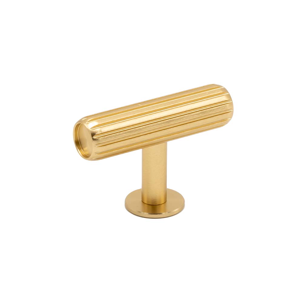 Knob T Rille - Brushed Brass in the group Cabinet Knobs / Color/Material / Brass at Beslag Online (373001-11)