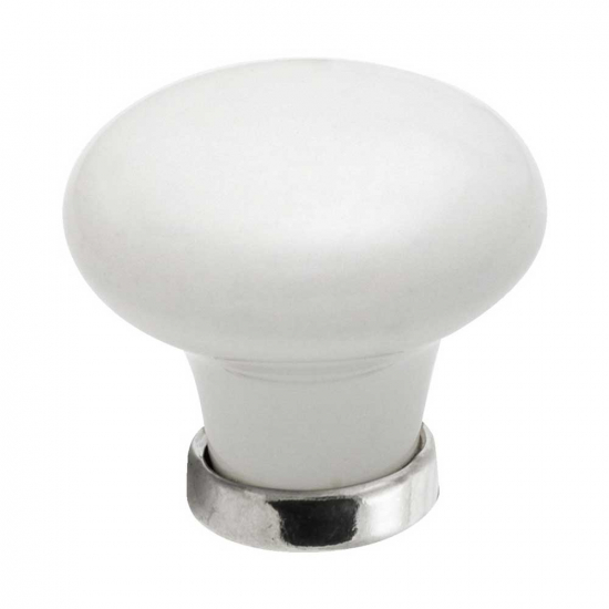 Cabinet Knob 24136 - White/Chrome in the group Cabinet Knobs / Color/Material / White at Beslag Online (39631-11)