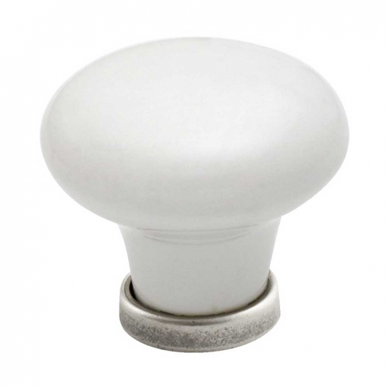 Cabinet Knob 24136 - White/Tin in the group Cabinet Knobs / Color/Material / White at Beslag Online (39632-11)