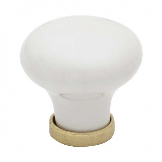 Cabinet Knob 24136 - White/Brass in the group Cabinet Knobs / Color/Material / White at Beslag Online (39633-11)