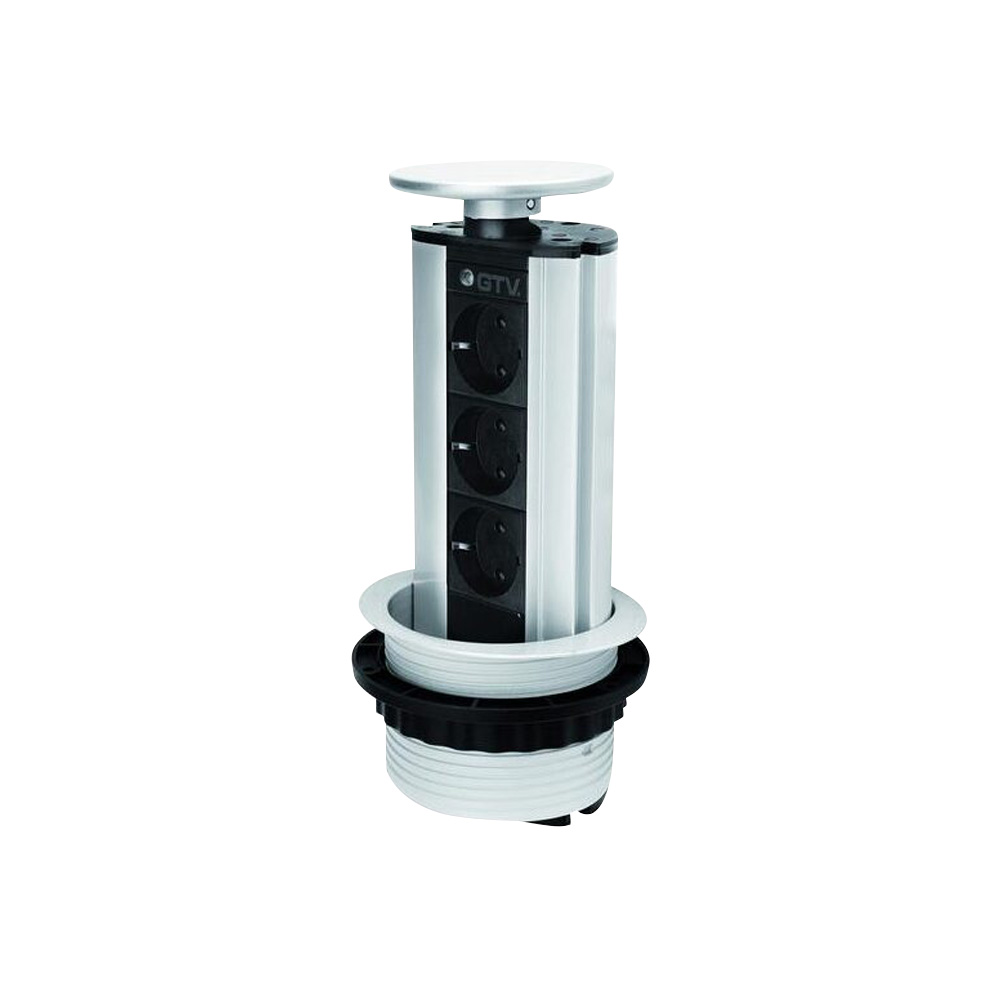 Power Column 100mm 3pcs 230V Socket – Black