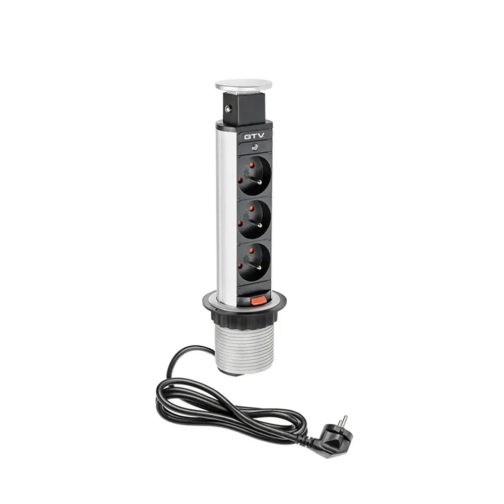 Power Column 60mm 3pcs 230V EU Socket – Silver