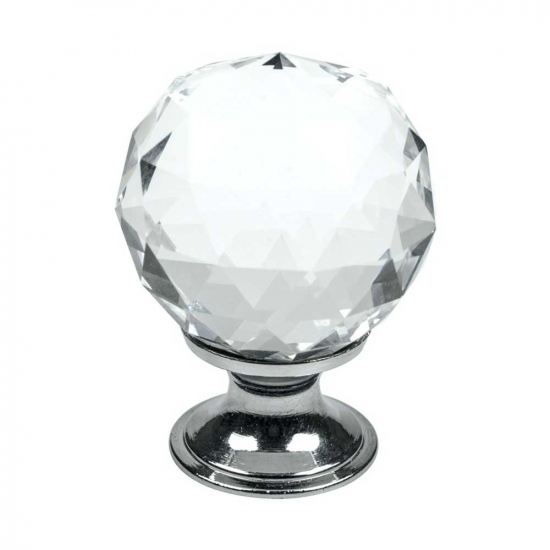 Cabinet Knob Diamond - Glass/Chrome in the group Cabinet Knobs / Color/Material / White at Beslag Online (430002-11)