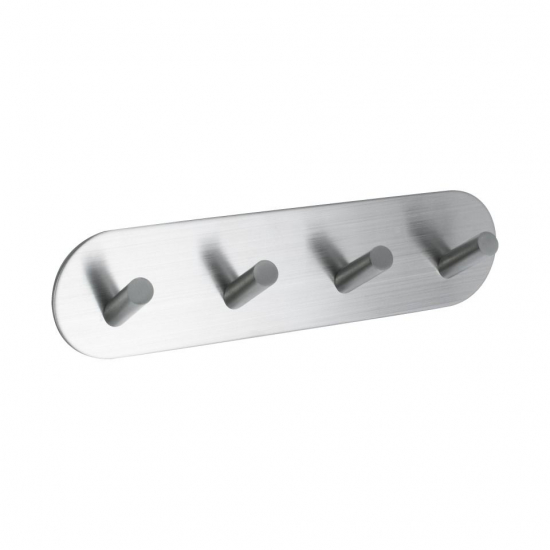Towel Hook Base 100 4-Hook - Brushed Stainless Steel Finish in the group Bathroom Accessories / All Bathroom Accessories / Self Adhesive Hooks  at Beslag Online (60511-21)