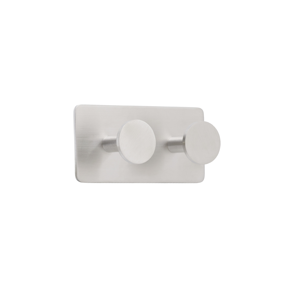 Towel Hook Base 210 2-Hook - Brushed Stainless Steel Finish in the group Bathroom Accessories / All Bathroom Accessories / Self Adhesive Hooks  at Beslag Online (61411-21)