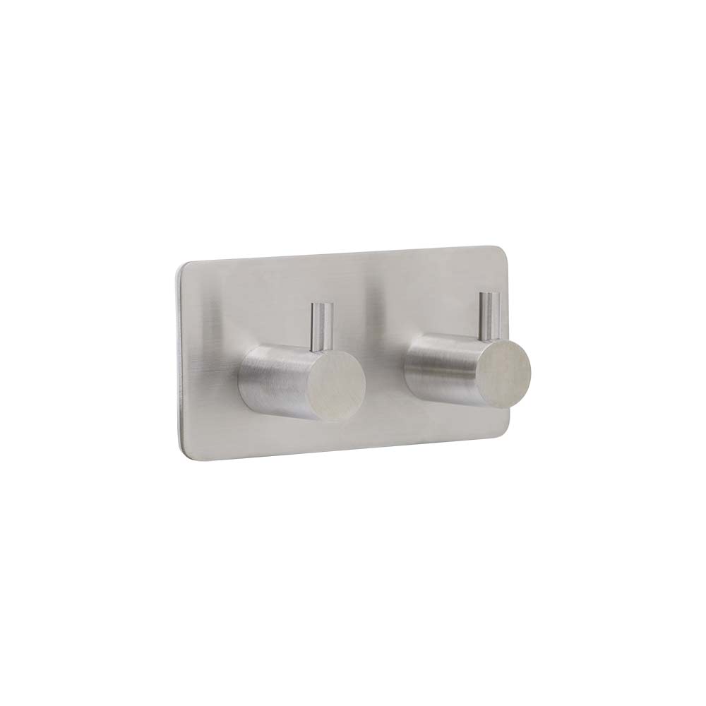 Towel Hook Base 220 2-Hook - Brushed Stainless Steel Finish in the group Bathroom Accessories / All Bathroom Accessories / Self Adhesive Hooks  at Beslag Online (61611-21)