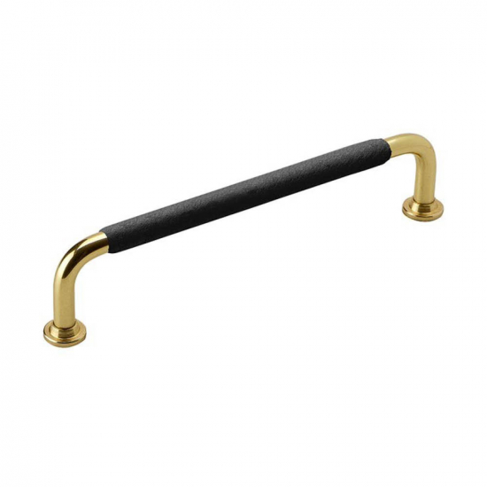 Handle 1353 - Polished Brass/Black Leather Wrapped in the group Cabinet Handles / Color/Material / Leather at Beslag Online (htg-1353-massing)