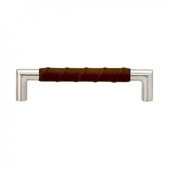 Handle Norma 12 - Stainless Steel/Brown Leather in the group Cabinet Handles / Color/Material / Leather at Beslag Online (htg-norma12-rostfritt)