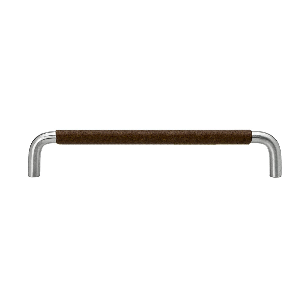Handle SS-A - Stainless/Brown Leather Wrapped in the group Cabinet Handles / Color/Material / Stainless at Beslag Online (htg-ss-a-rostfritt-brun)