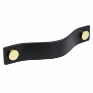 Handle Loop - 128mm - Black Leather/Brass