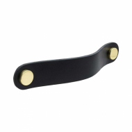 Handle Loop Round - 128mm - Black Leather/Brass