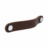 Handle Loop Round - 128mm - Brown Leather/Chrome
