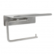 Base Toilet Roll Holder With Shelf - Brushed Stainless Steel