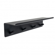 Base Bathroom hook rack with shelf - Matte Black