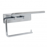 Base Toilet Roll Holder With Shelf - Chrome