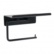 Base Toilet Roll Holder With Shelf - Matte Black