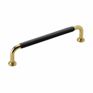 Handle 1353 - Polished Brass/Black Leather Wrapped