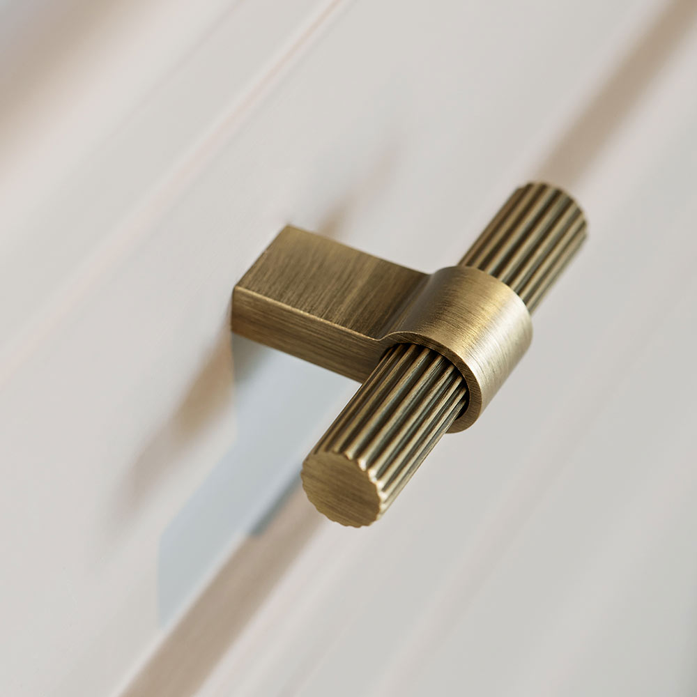 Cabinet Knob T Helix Stripe - Antique Bronze