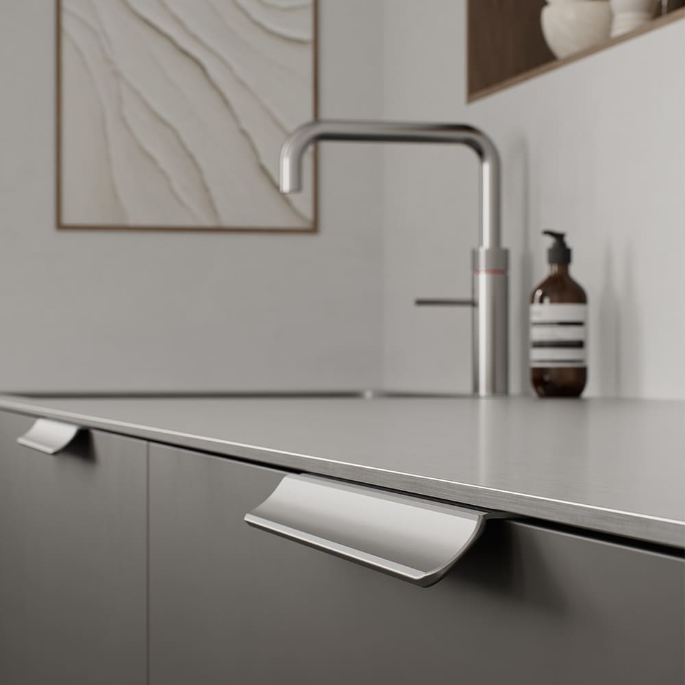 Edge Pull Handle Volet - Stainless Steel Look