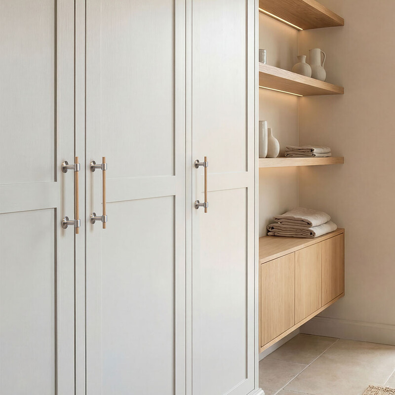 Handle Uniform - 128mm - Oak/Brushed Stainless