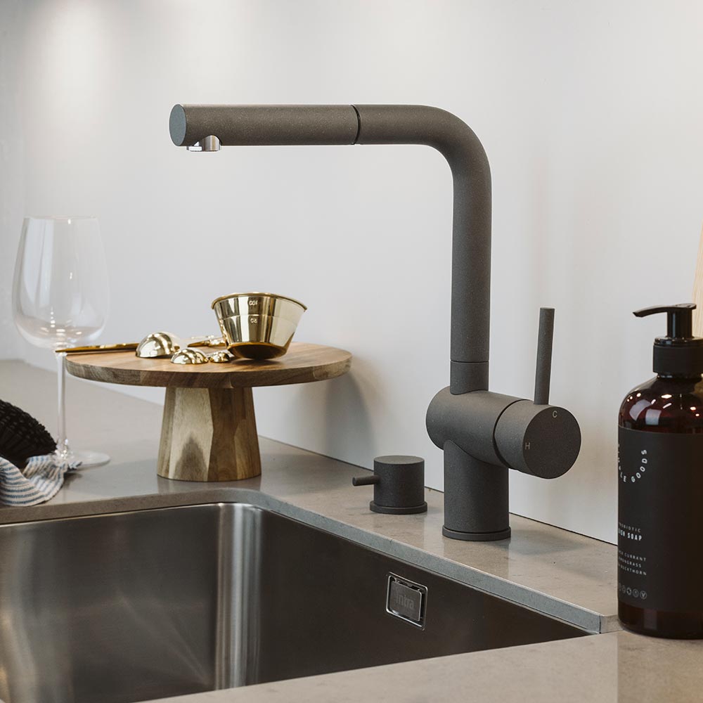 Kitchen Mixer Tap Venedig - Pull-Out Spout - Silgranit Rockgrey