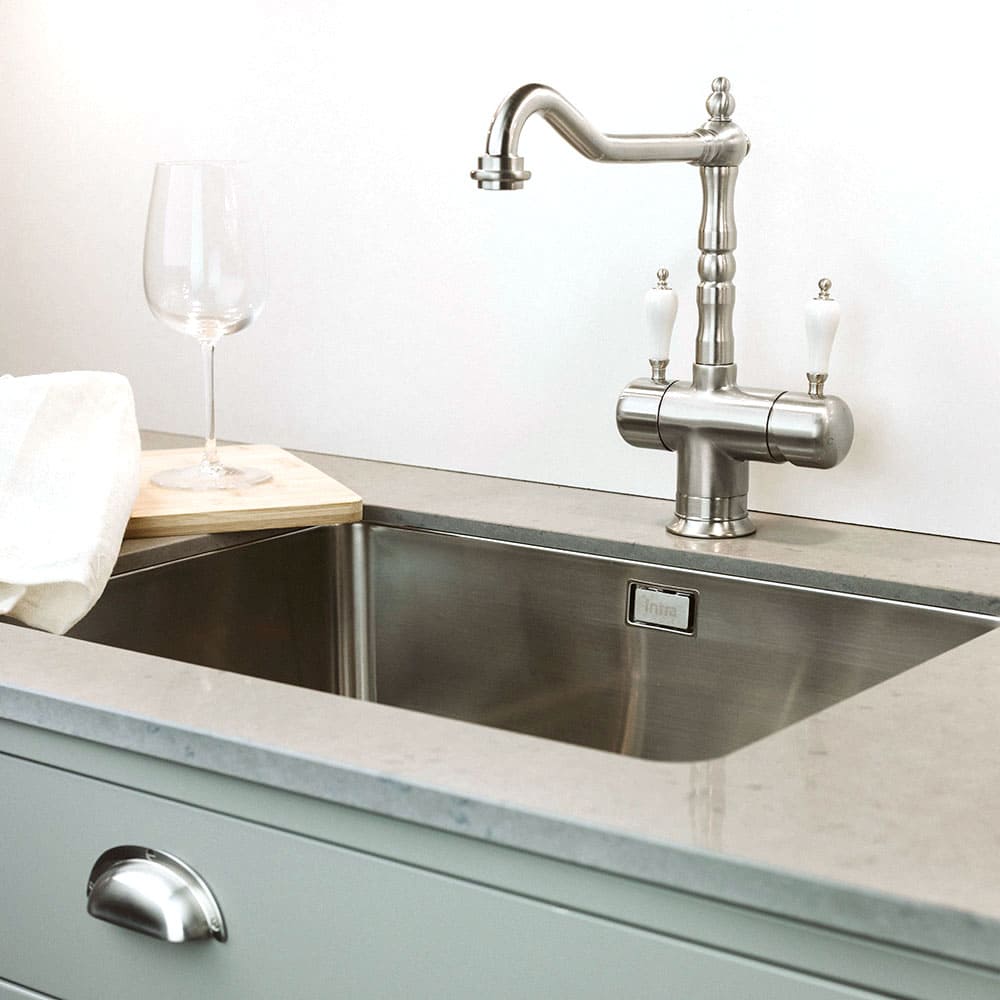 Kitchen Mixer Tap Oslo Retro - Stainless Steel Old Silver