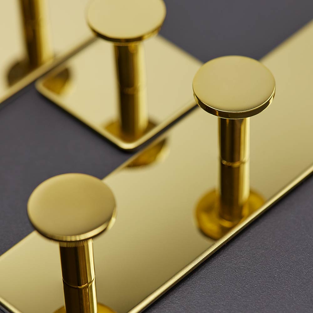 Towel Hook Base 210 3-Hook - Polished Brass