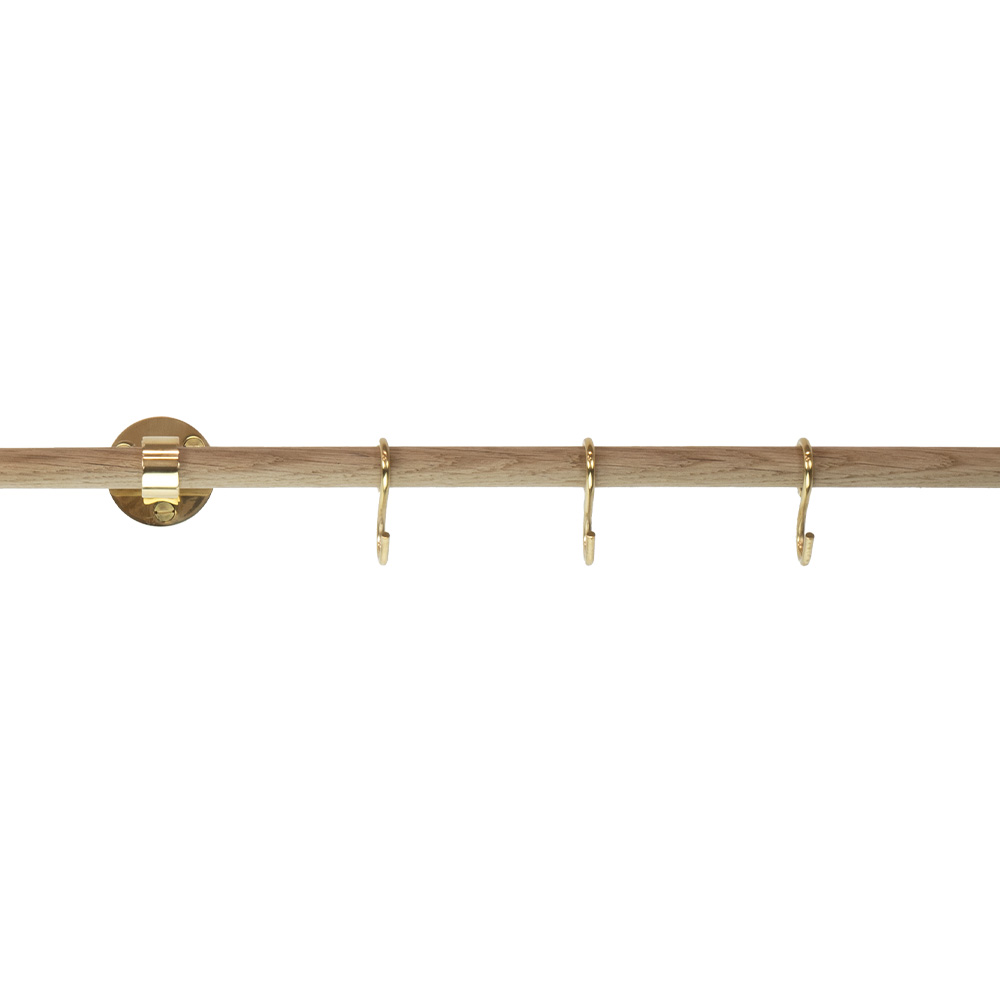 Extension Rod Aveny - 600mm - Oak/Polished Untreated Brass