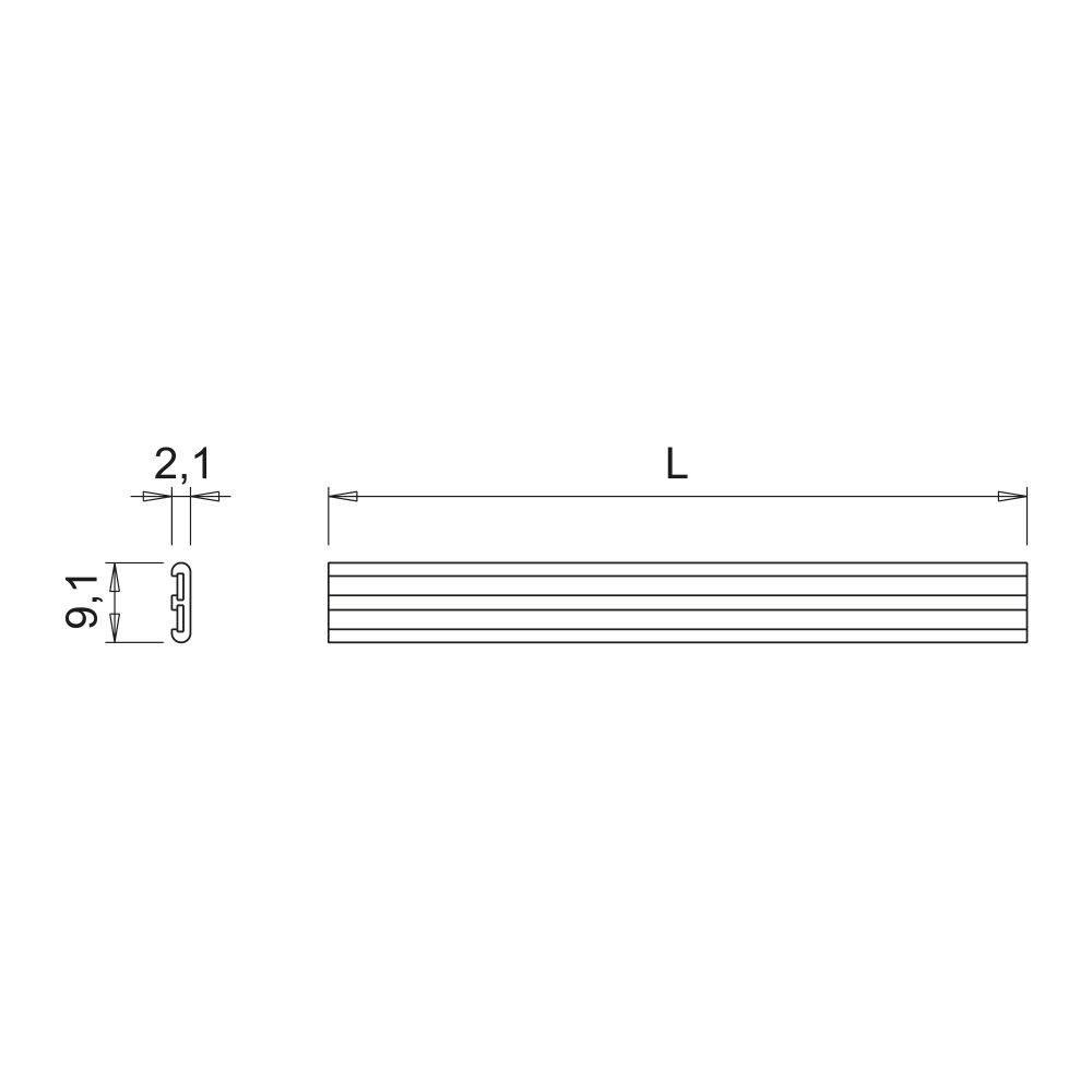 Electrified Track Magy 24V - 2000mm - Black