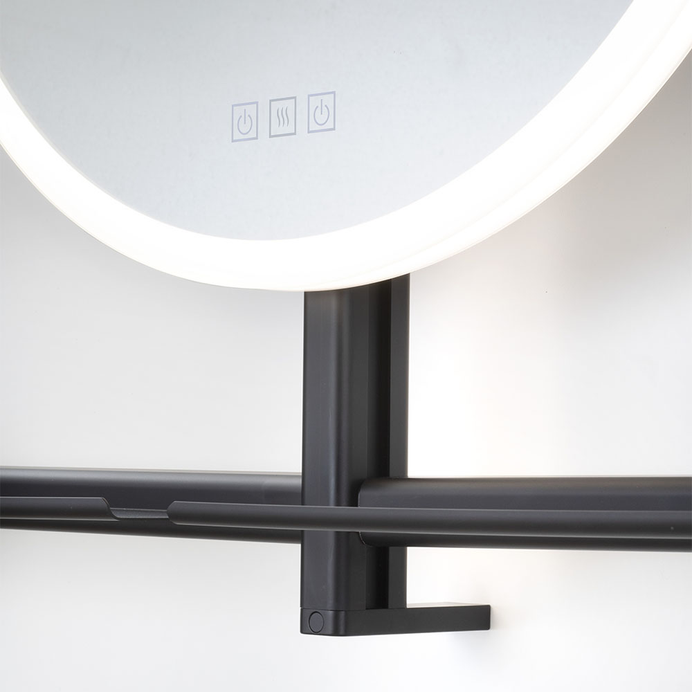 Bathroom mirror IO with lighting & shelf - Black