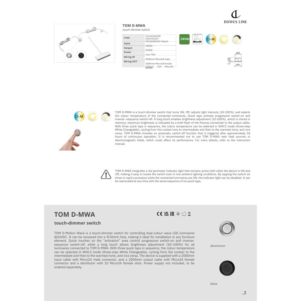 Dimmer Touch Tom D-MWA - Alu-look