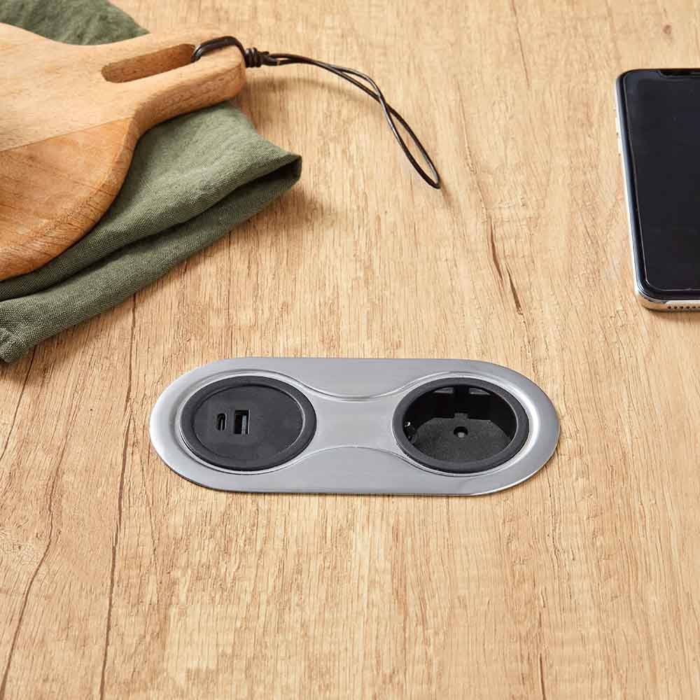 Power Socket Infini - Stainless Steel Look