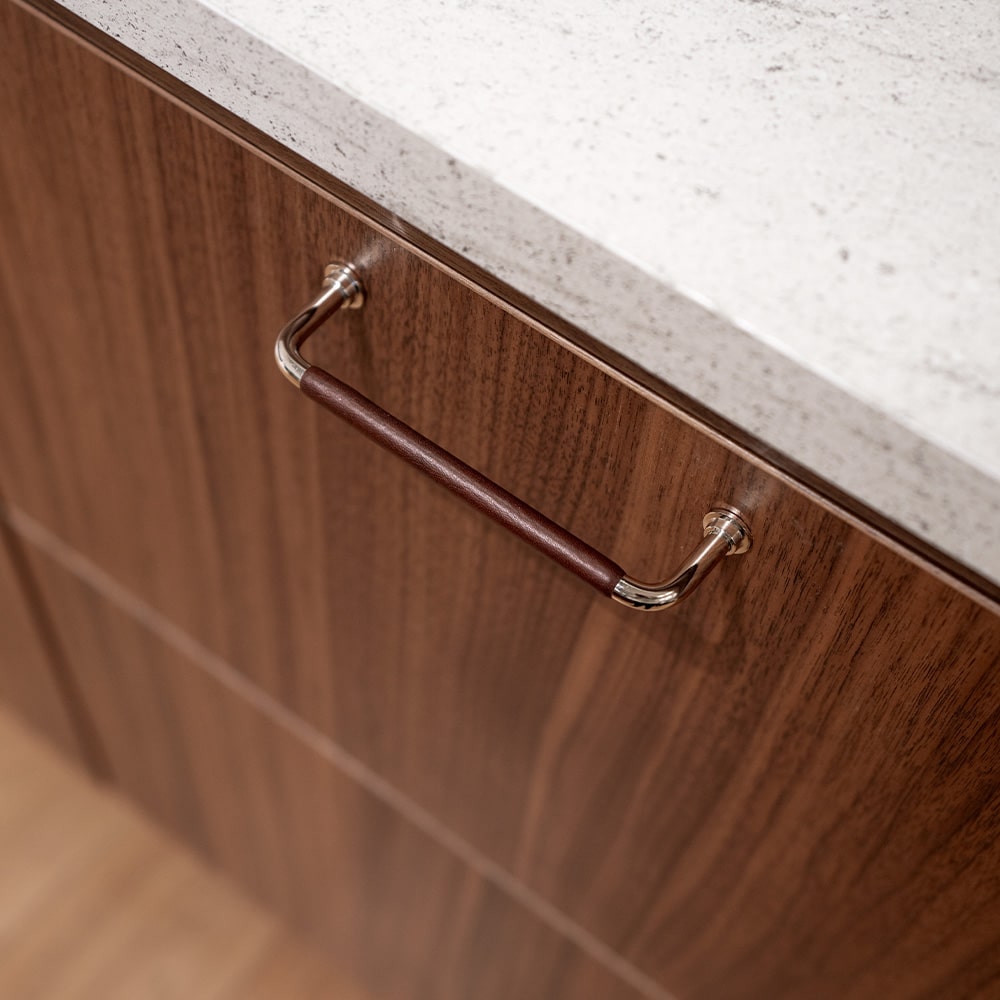 Handle 1353 - Nickel Plated/Brun Leather Wrapped