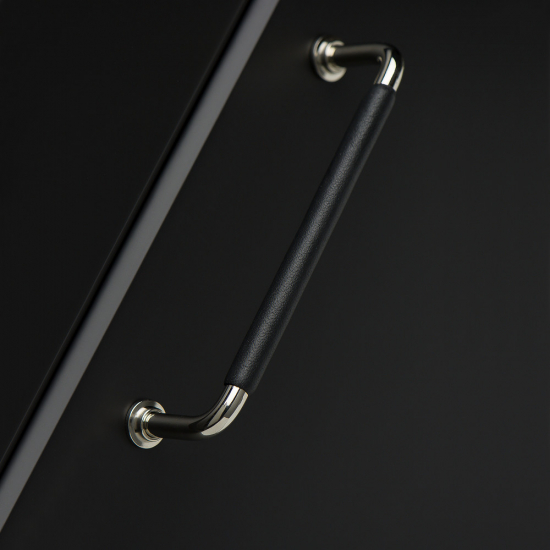Handle 1353 - Nickel Plated/Black Leather Wrapped