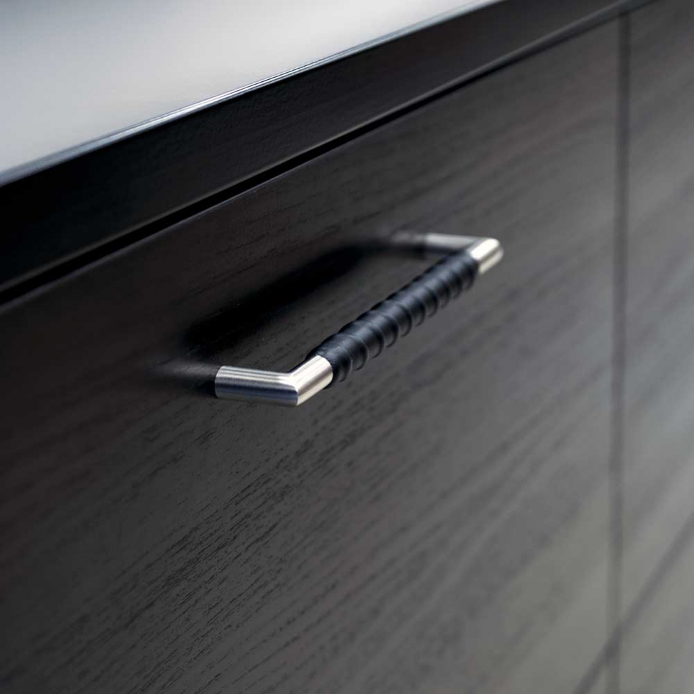 Handle Norma 12 - Stainless Steel/Black Leather