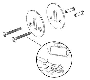 Illustrated steps 1 to 3 for installing the key plate for a door handle with a visible screw