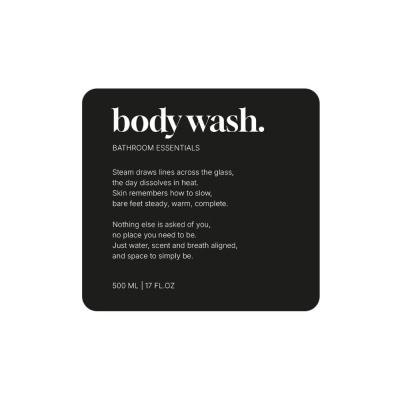 Adhesive Label Premium - Body Wash - Matte Black in the group Bathroom Accessories / Show all bathroom accessories / Soap Bottle Holder & Soap at Beslag Online (10182-BO)