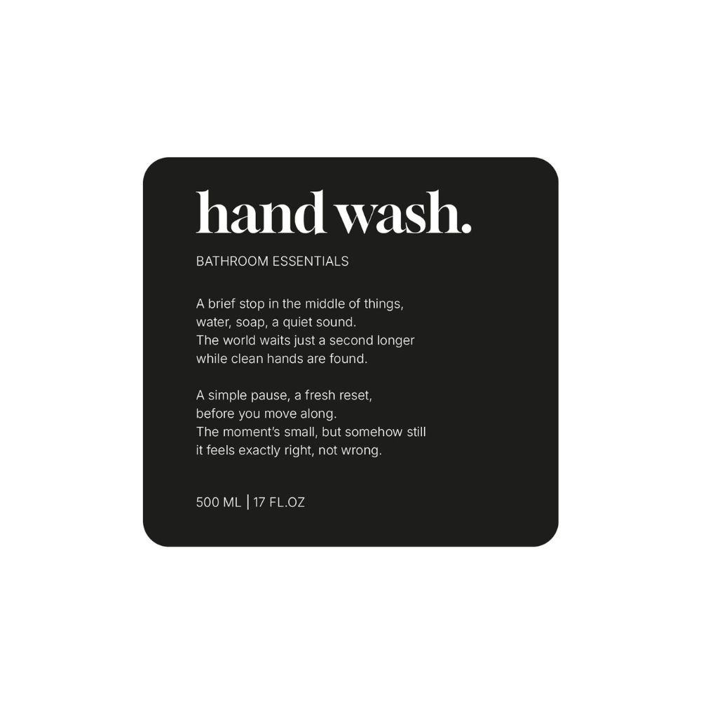 Adhesive Label Premium - Hand Wash - Matte Black